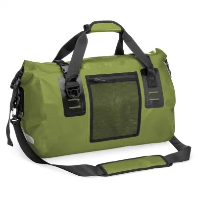 カスタムロゴナイロン 420d/PU + TPU キャンプスポーツバッグ防水ドライダッフルバッグ